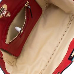 Pre Owned Valentino Rosso V. Leather Small Rockstud Trapeze Tote