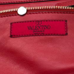 Pre Owned Valentino Rosso V. Leather Small Rockstud Trapeze Tote