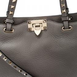 Pre Owned Valentino Perla Leather Small Rockstud Trapeze Tote