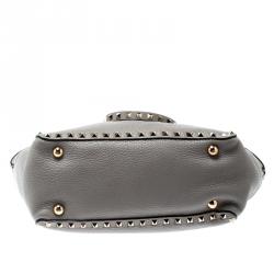 Pre Owned Valentino Perla Leather Small Rockstud Trapeze Tote