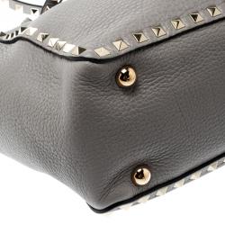 Pre Owned Valentino Perla Leather Small Rockstud Trapeze Tote