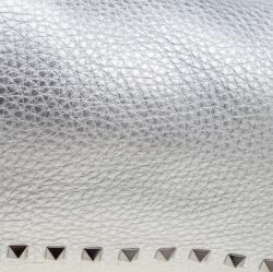 Pre Owned Valentino Silver Leather Small Rockstud Trapeze Tote