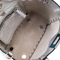 Pre Owned Valentino Silver Leather Mini Rockstud Trapeze Tote