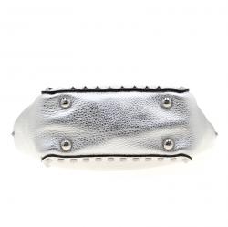 Pre Owned Valentino Silver Leather Mini Rockstud Trapeze Tote