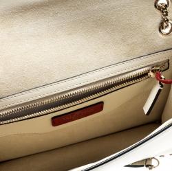 Pre Owned Valentino Light Ivory Soft Leather Small Demilune Shoulder Bag