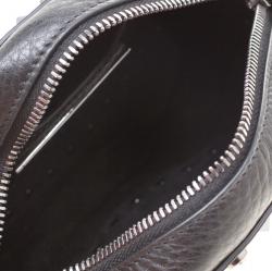 Pre Owned Valentino Black Leather Embroidered Guitar Rockstud Rolling Crossbody Bag