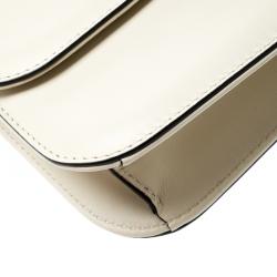 Pre Owned Valentino Light Ivory Leather Glam Lock Chain Shoulder Bag