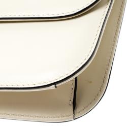 Pre Owned Valentino Light Ivory Leather Glam Lock Chain Shoulder Bag