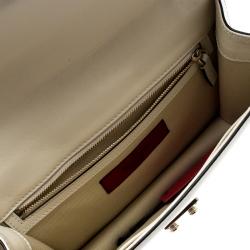 Pre Owned Valentino Light Ivory Leather Glam Lock Chain Shoulder Bag