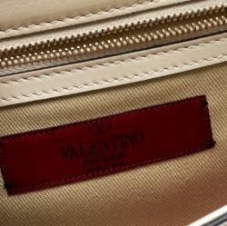 Pre Owned Valentino Light Ivory Leather Glam Lock Chain Shoulder Bag