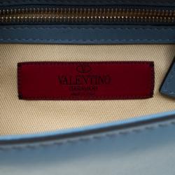 Pre Owned Valentino Grey Sky Leather Small Glam Lock Chain Shoulder Bag
