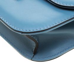 Pre Owned Valentino Grey Sky Leather Small Glam Lock Chain Shoulder Bag