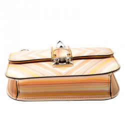 Pre Owned Valentino Multicolor Mandarin Sorbet Leather Small Rockstud 1975 Lock Chain Shoulder Bag