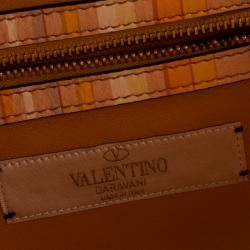 Pre Owned Valentino Multicolor Mandarin Sorbet Leather Small Rockstud 1975 Lock Chain Shoulder Bag