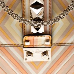 Pre Owned Valentino Multicolor Mandarin Sorbet Leather Small Rockstud 1975 Lock Chain Shoulder Bag