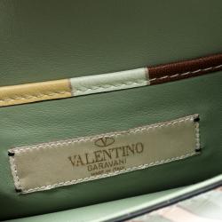 Pre Owned Valentino Multicolor Green Tea Sorbet Leather Mini Rockstud 1975 Lock Chain Shoulder Bag