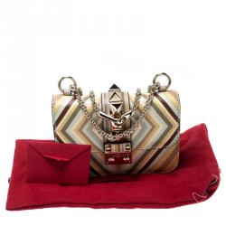 Pre Owned Valentino Multicolor Green Tea Sorbet Leather Mini Rockstud 1975 Lock Chain Shoulder Bag