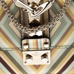 Pre Owned Valentino Multicolor Green Tea Sorbet Leather Mini Rockstud 1975 Lock Chain Shoulder Bag