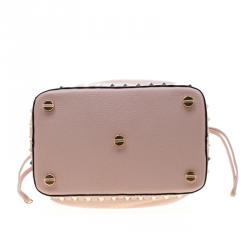 Pre Owned Valentino Poudre Leather Small Rockstud Bucket Bag