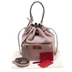 Pre Owned Valentino Poudre Leather Small Rockstud Bucket Bag