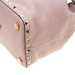 Pre Owned Valentino Poudre Leather Small Rockstud Bucket Bag