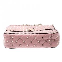 Pre Owned Valentino Loto Quilted Soft Leather Medium Rockstud Spike Chain Shoulder Bag