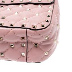 Pre Owned Valentino Loto Quilted Soft Leather Medium Rockstud Spike Chain Shoulder Bag