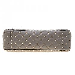 Pre Owned Valentino Perla Quilted Crackle Leather Rockstud Spike Chain Shoulder Bag