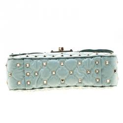 مملوكة مسبقًا Valentino Morning Dew Quilted Coated Fabric Small Rockstud Spike Chain Shoulder Bag