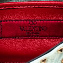 Pre Owned Valentino Morning Dew Quilted Coated Fabric Small Rockstud Spike Chain Shoulder Bag