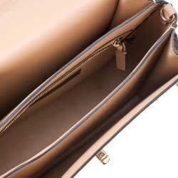 Pre Owned Valentino Camel Rose/Al Campione Smooth Leather Stud Stitching Panther Top Handle Bag