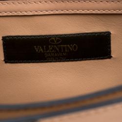 Pre Owned Valentino Camel Rose/Al Campione Smooth Leather Stud Stitching Panther Top Handle Bag