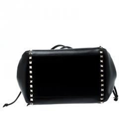 Pre Owned Valentino Black Leather Rockstud Tote
