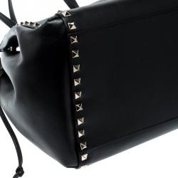 Pre Owned Valentino Black Leather Rockstud Tote