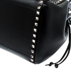 Pre Owned Valentino Black Leather Rockstud Tote