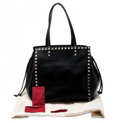 Pre Owned Valentino Black Leather Rockstud Tote