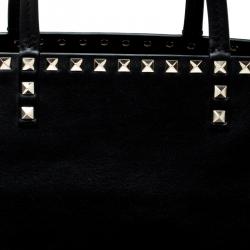 Pre Owned Valentino Black Leather Rockstud Tote
