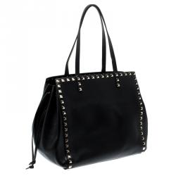 Pre Owned Valentino Black Leather Rockstud Tote