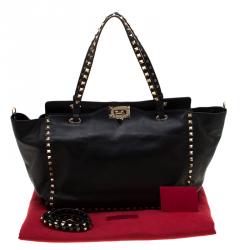 Pre Owned Valentino Black Leather Rockstud Trapeze Tote