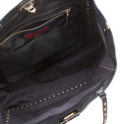 Pre Owned Valentino Black Leather Rockstud Trapeze Tote