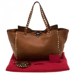 Pre Owned Valentino Light Cuir Leather Rockstud Trapeze Tote