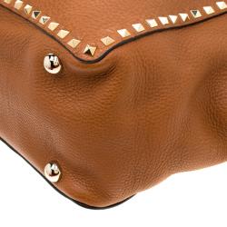 Pre Owned Valentino Light Cuir Leather Rockstud Trapeze Tote