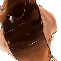 Pre Owned Valentino Light Cuir Leather Rockstud Trapeze Tote