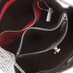 Pre Owned Valentino Black Quilted Crackled Leather Rockstud Spike Tote