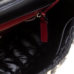 Pre Owned Valentino Black Moncler Quilted Nylon Medium Rockstud Spike Chain Shoulder Bag