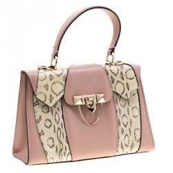 Pre Owned Valentino Dusty Rose/Roccia Ayers Leather Top Handle Bag
