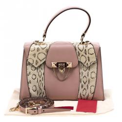 Pre Owned Valentino Dusty Rose/Roccia Ayers Leather Top Handle Bag