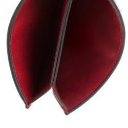 Pre Owned Valentino Rosso V. Quilted Soft Leather Rockstud Spike Card Holder