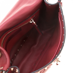 Pre Owned Valentino Red Quilted Leather Rockstud Medium Shoulder Bag