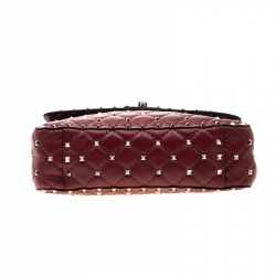 Pre Owned Valentino Red Quilted Leather Rockstud Medium Shoulder Bag